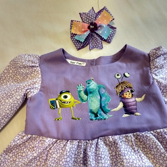 Monster's Inc Ruffled Pants Set & Matching Hairbow - Picture 4 of 6